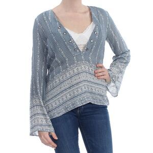 VINTAGE HAVANA Womens Blue Printed Tunic Top M